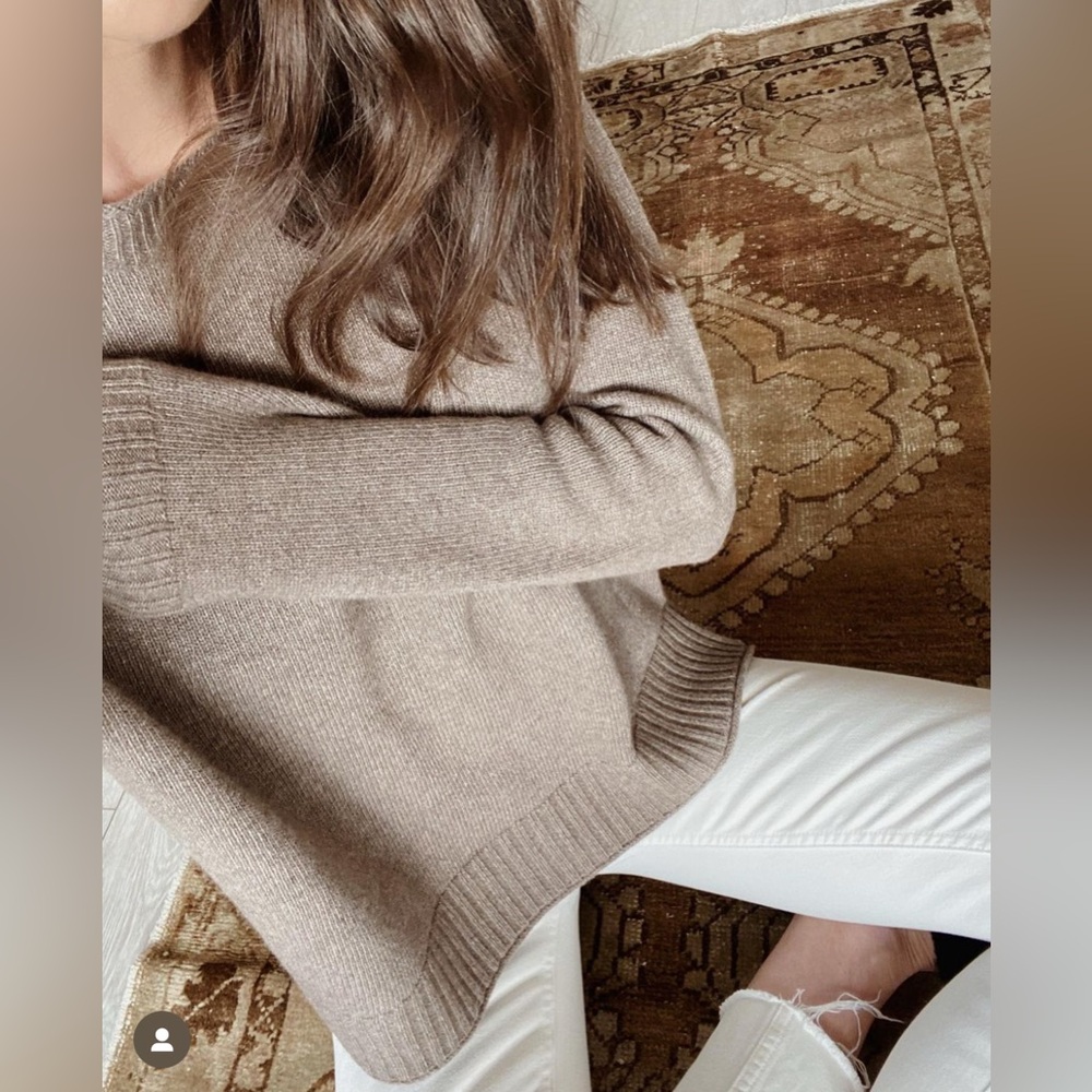 Jenni Kayne Taupe Crew Neck Sweater